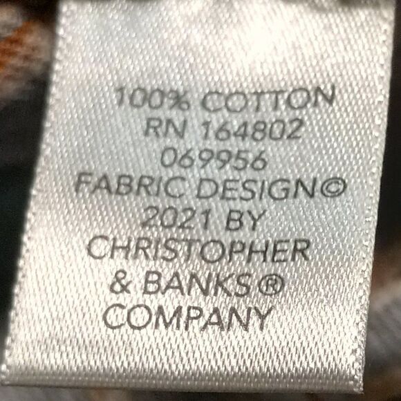 CJ Banks Women's 1X Corduroy Green Floral Button Down Long Sleeve Shirt - Picture 7 of 9